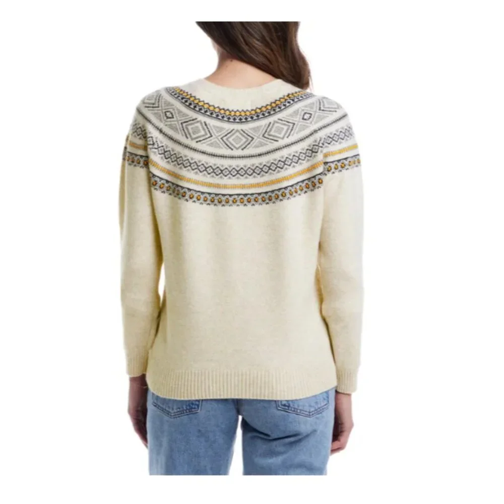 Weatherproof Vintage Women's Fairisle Sweater Cream M - Picture 2 of 2